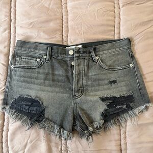 Free People/We The Free Charcoal Frayed Jean Shorts